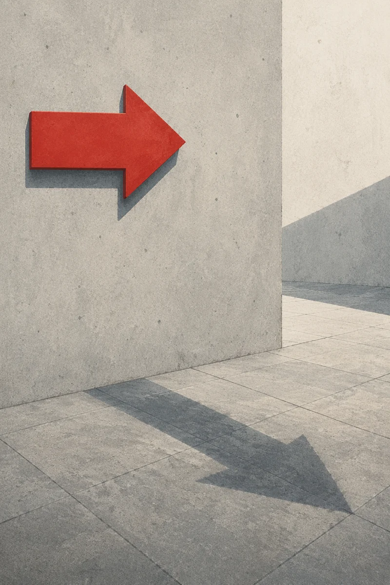 Red Arrow Sign on Concrete Wall