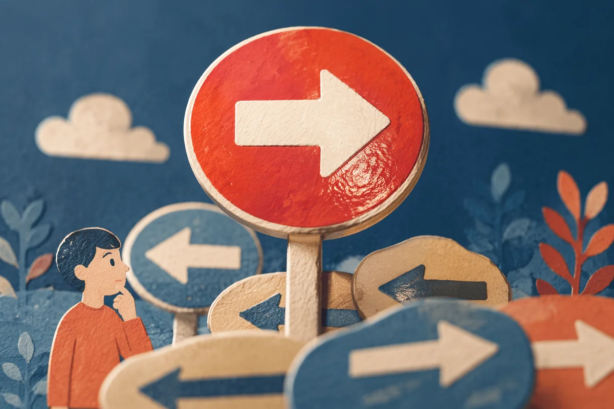 Red Arrow Sign on Blue Background