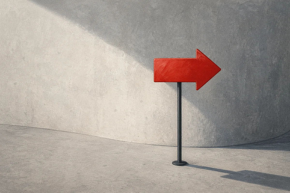 Red Directional Arrow in Minimal Studio