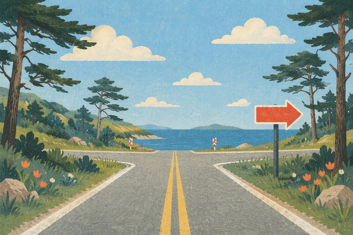 Red Arrow Sign by Coastal Road