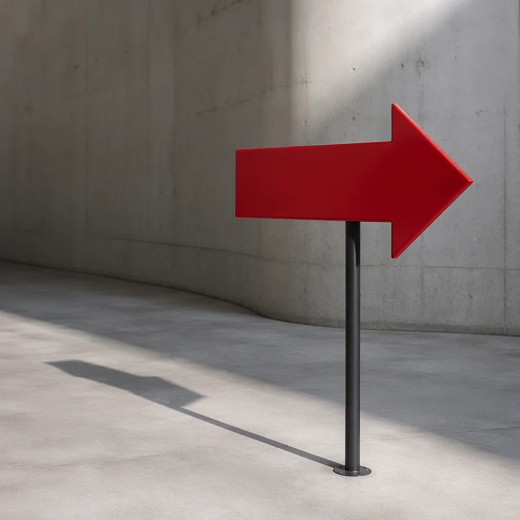 Red Directional Arrow in Concrete Studio