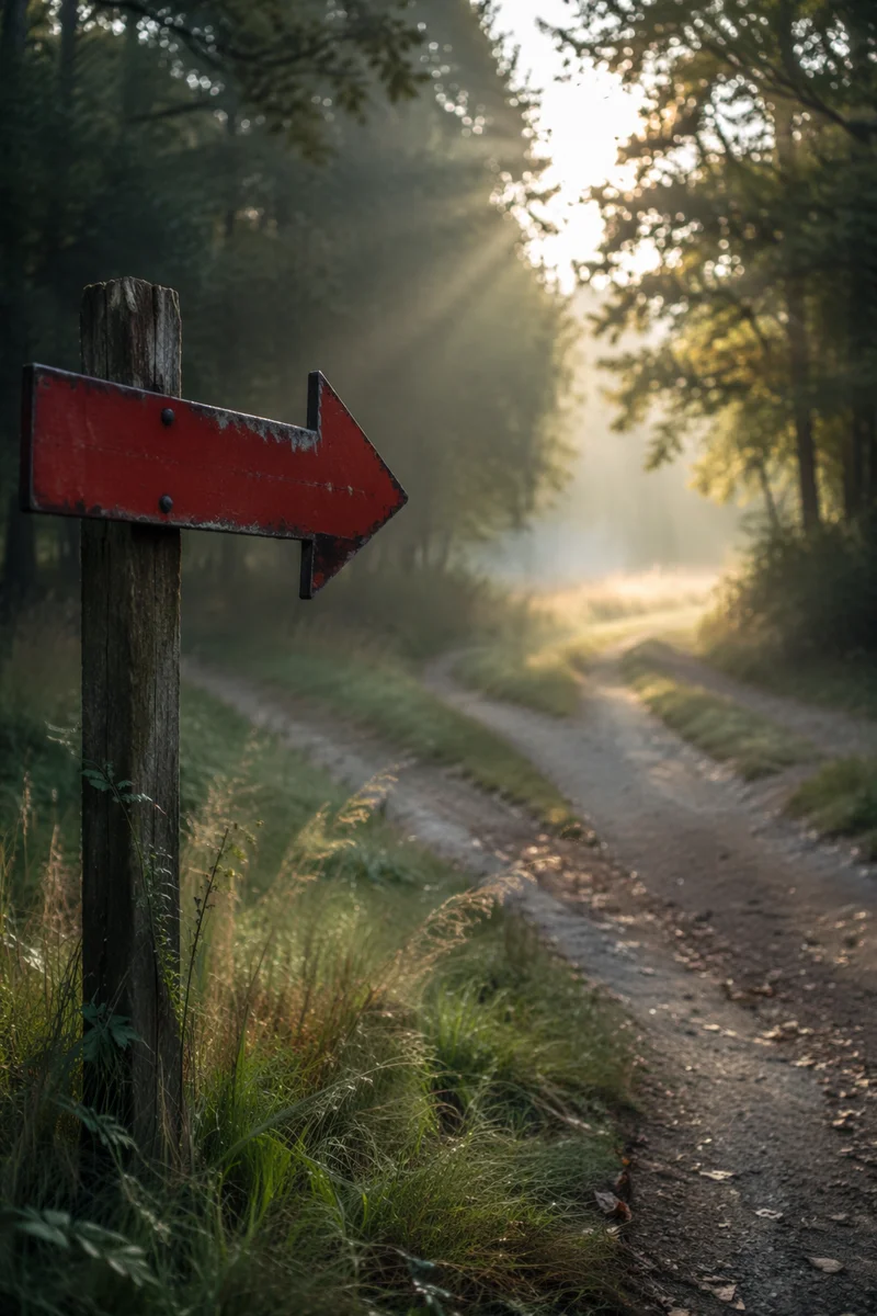 Red Arrow Sign Toward Hopeful Path