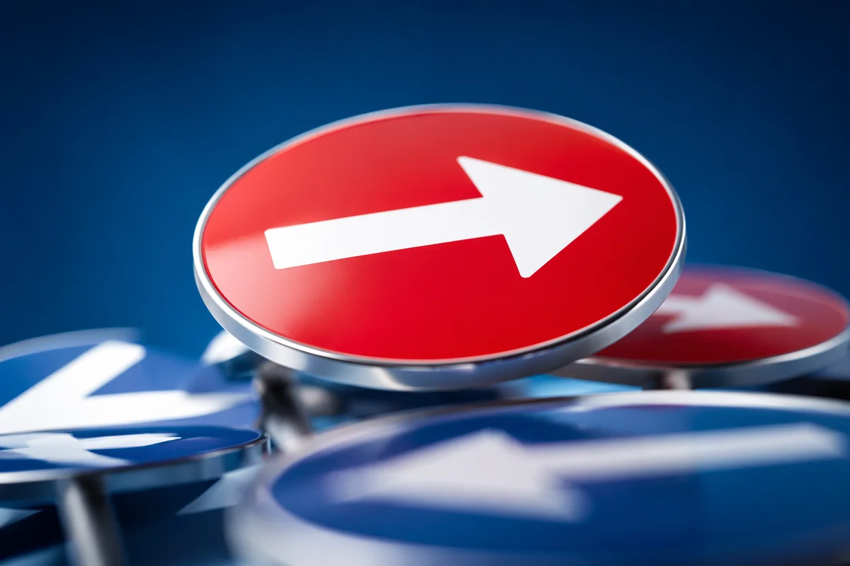 Glossy Red Arrow Direction Sign