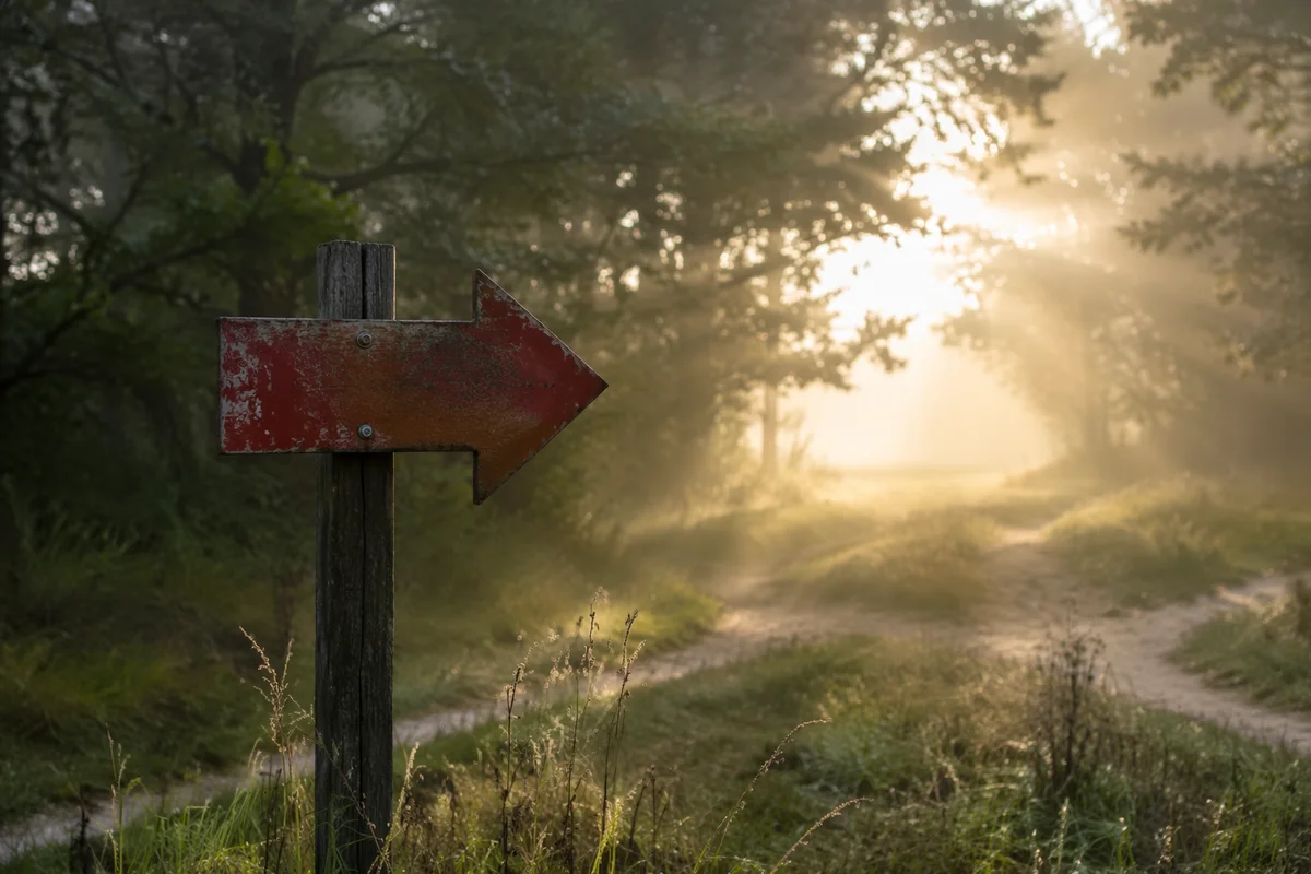 Red Arrow Sign Toward Hopeful Path