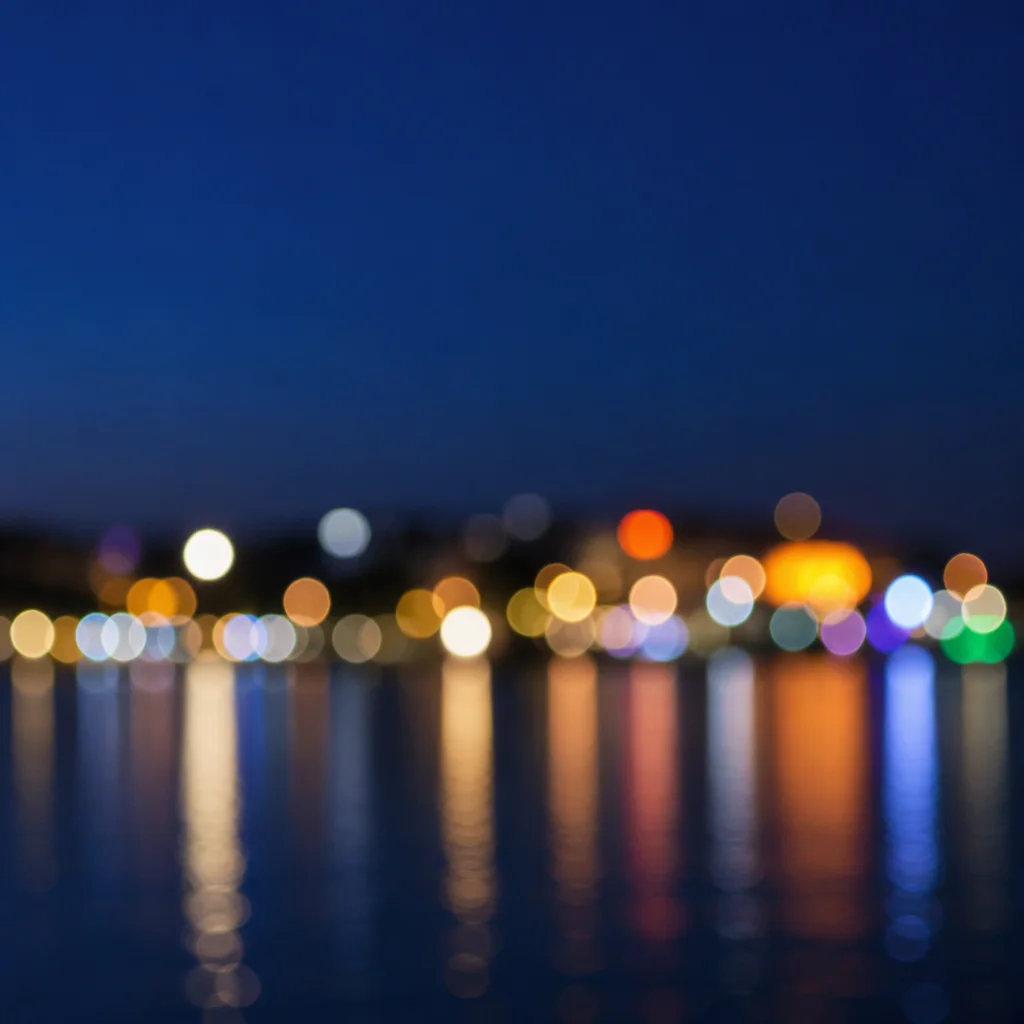 Abstract Night City Bokeh by Water