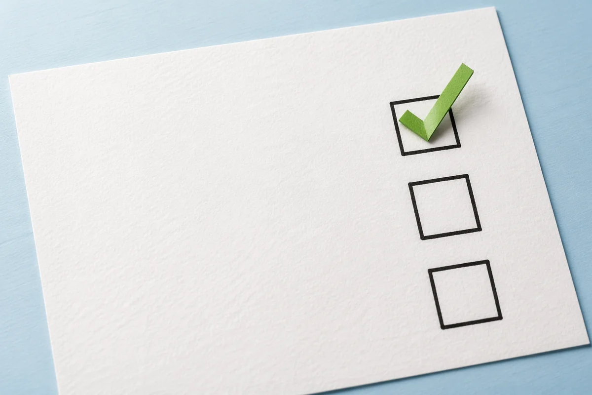 Green Checkmark Approval on Minimal Paper