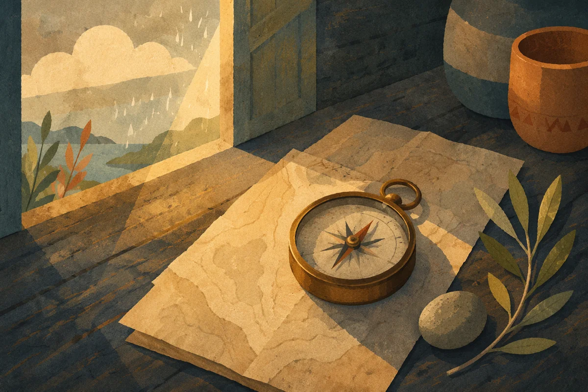 Weathered Compass in Golden Morning Light