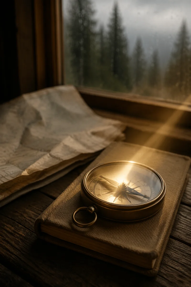 Weathered Compass in Sunrise Guidance