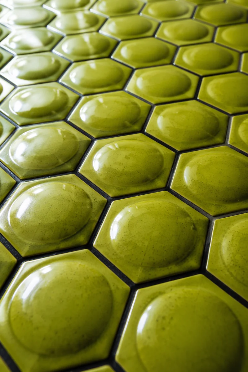 Modern Glossy Green Hexagonal Tile Pattern