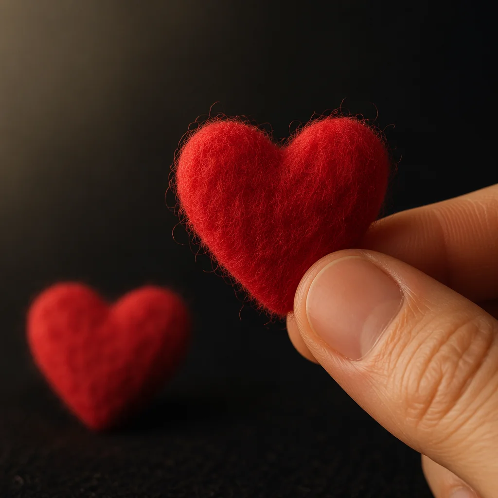 Red Felt Hearts in Gentle Hand