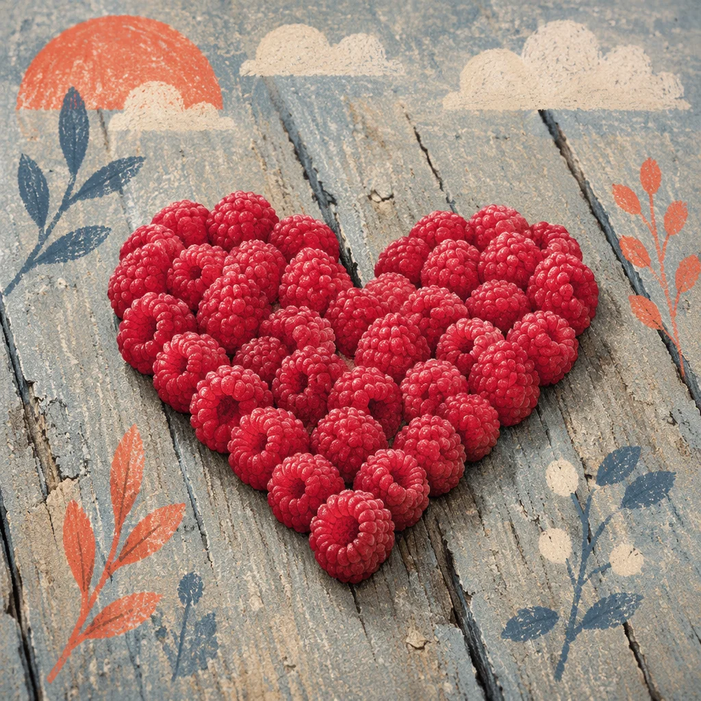 Raspberry Heart on Rustic Wooden Planks