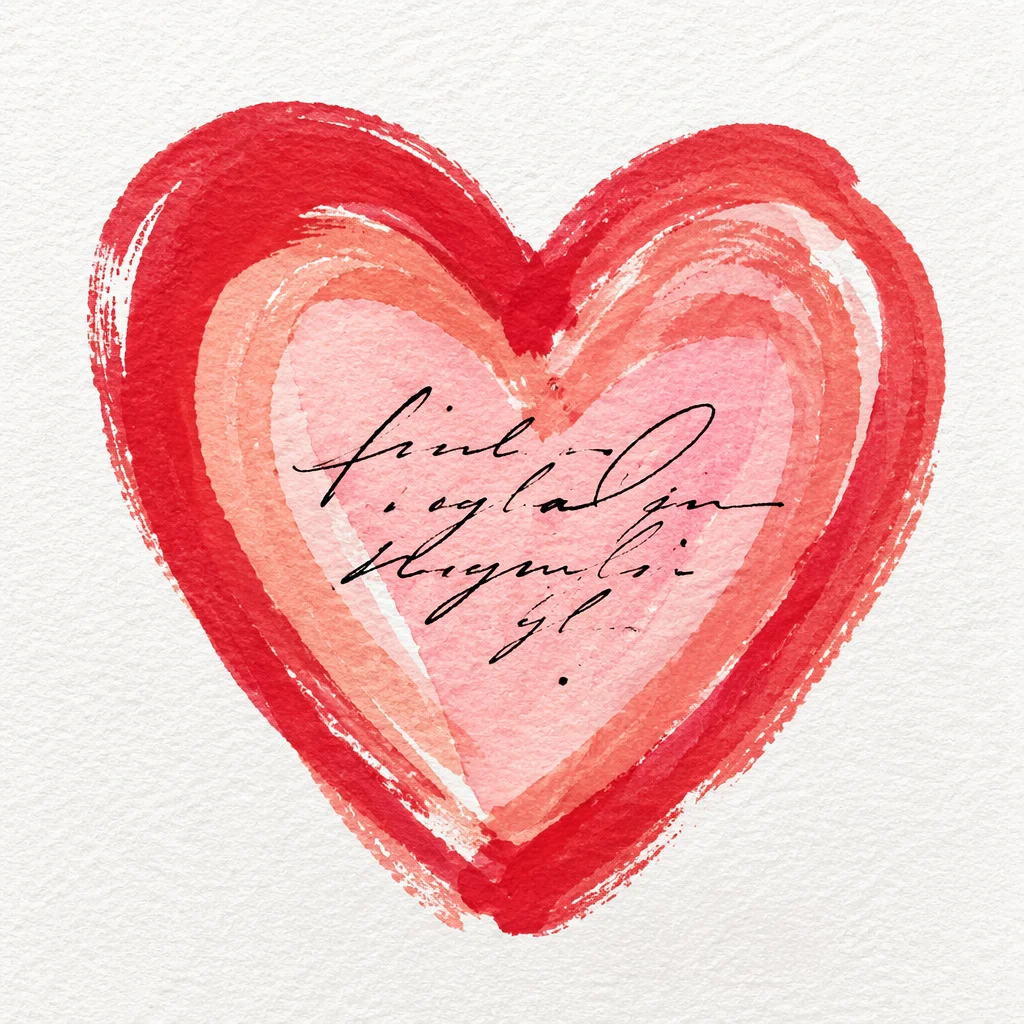 Handmade Crimson Heart on Watercolor Paper