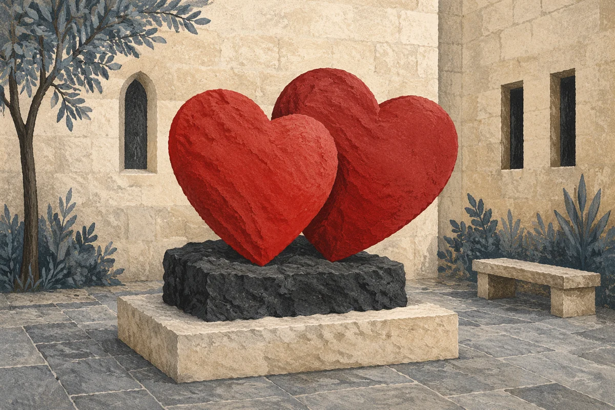 Red Heart Courtyard Art Installation