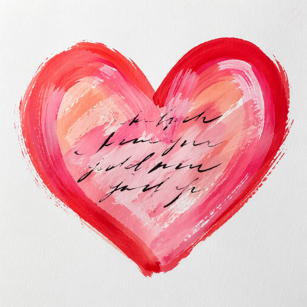 Handmade Red Heart on Watercolor Paper
