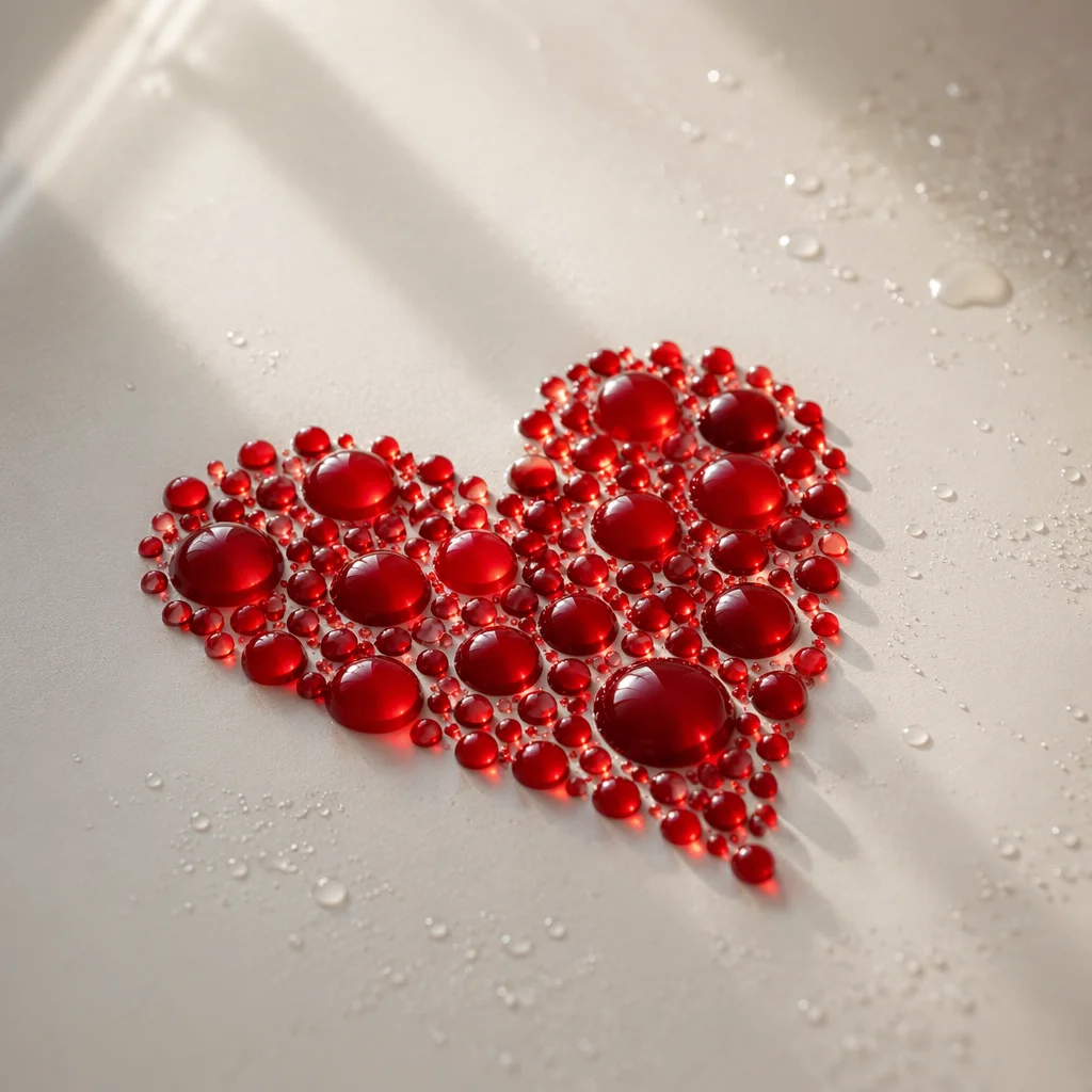 Translucent Red Glass Heart on Cream
