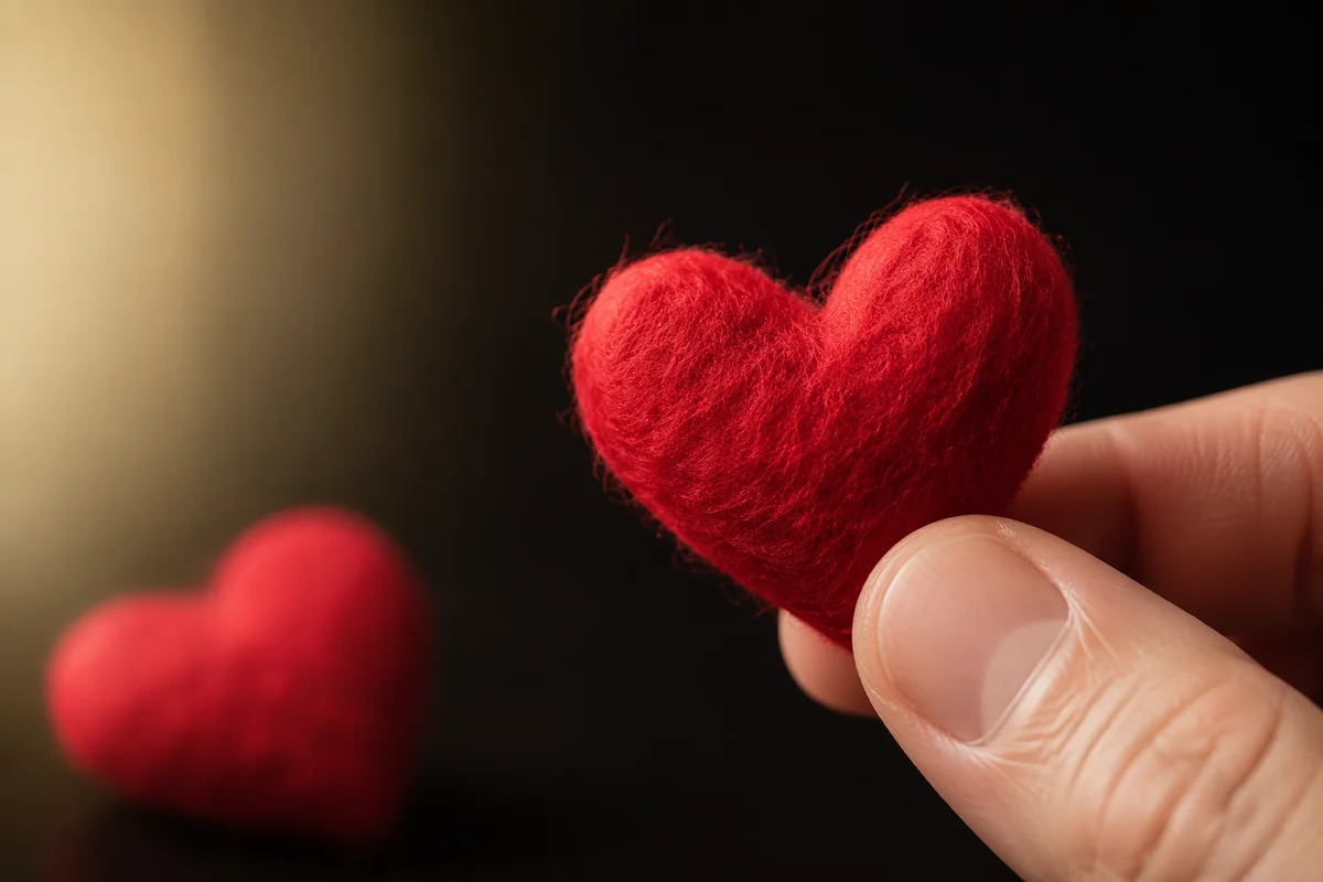 Red Felt Hearts in Gentle Hand