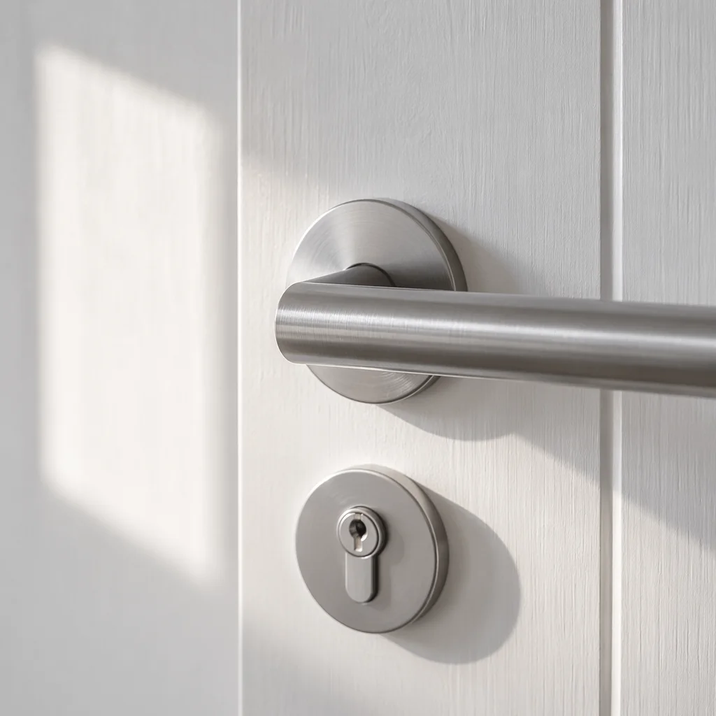 Minimal Door Lock and Handle Close-Up