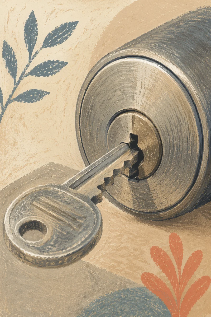 Silver Key in Brushed Metal Lock