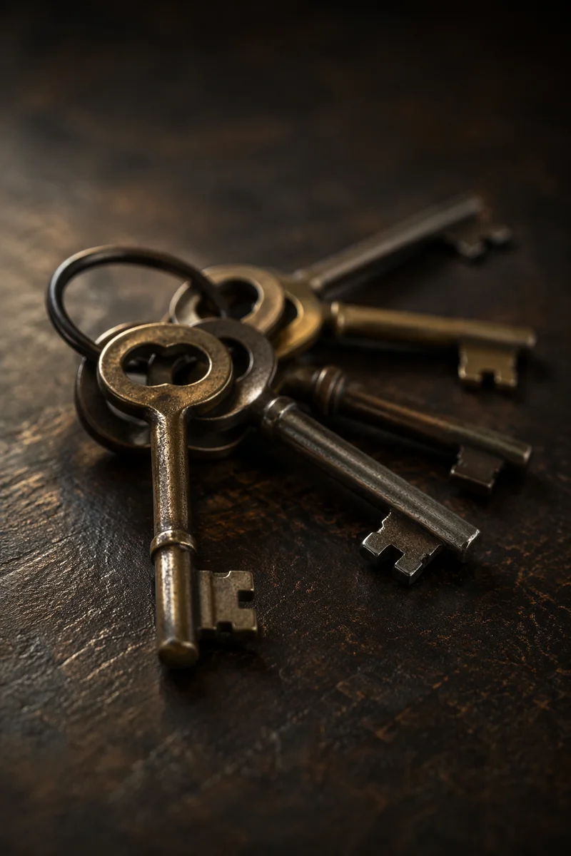 Warm Sepia Metal Keys Macro Still Life