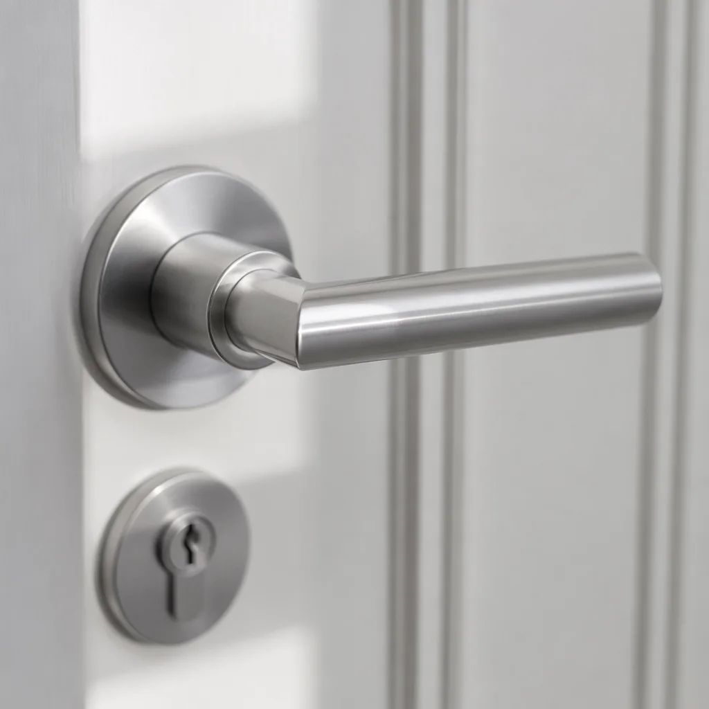 Modern Door Lock and Lever Close-Up