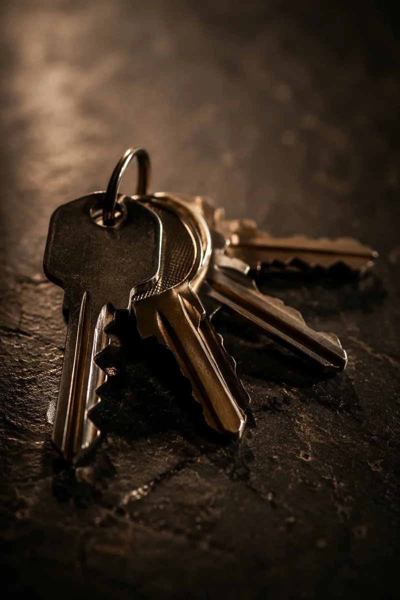 Macro Metal Keys on Dark Table