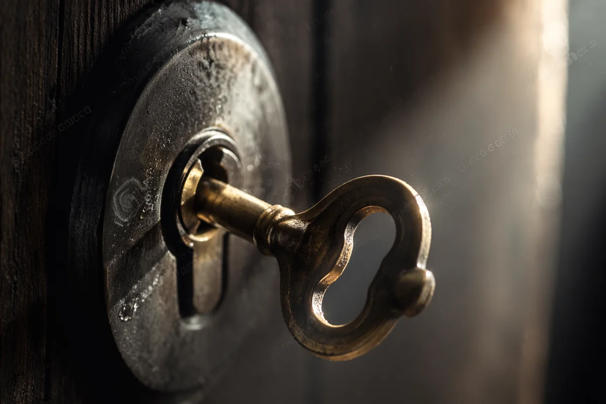 Aged Brass Key in Morning Light