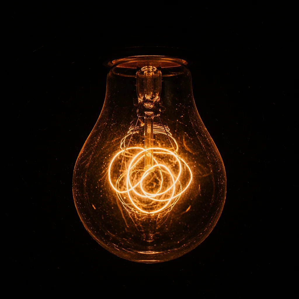 Glowing Light Bulb Idea in Darkness