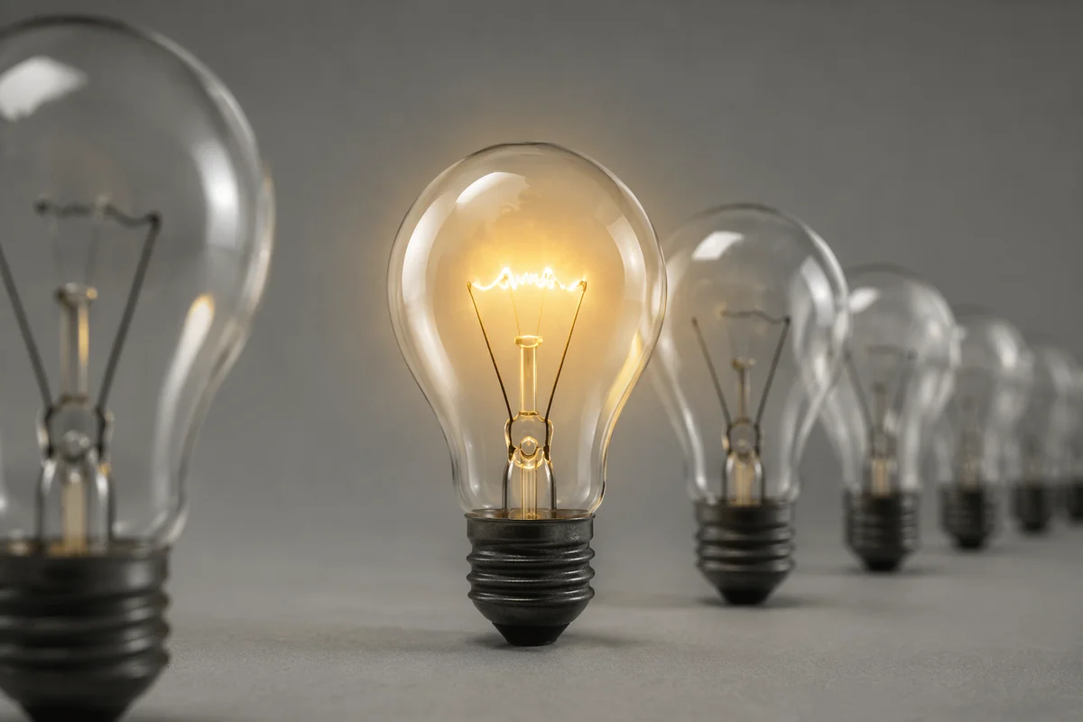 Glowing Light Bulbs Symbolizing Creative Innovation