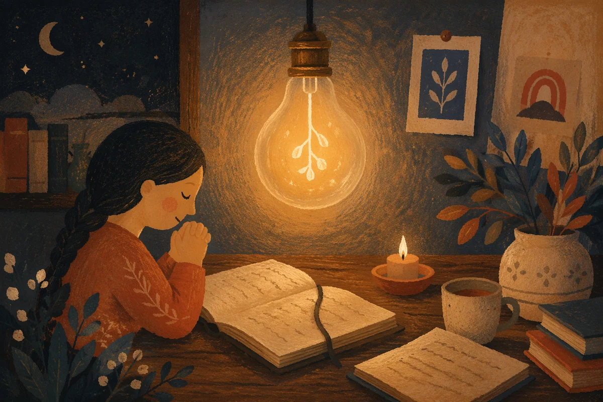 Warm Glowing Light Bulb for Prayerful Ideas