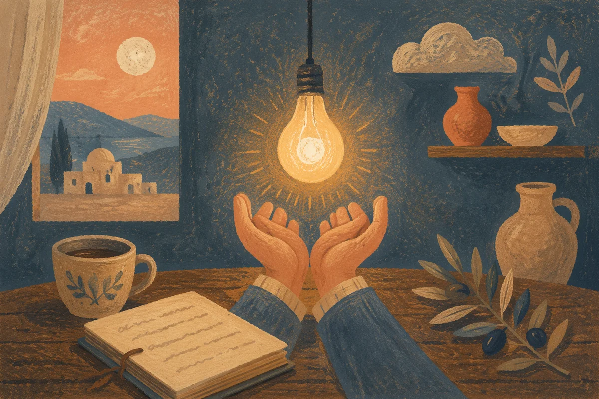 Warm Light Bulb Idea Above Open Hands