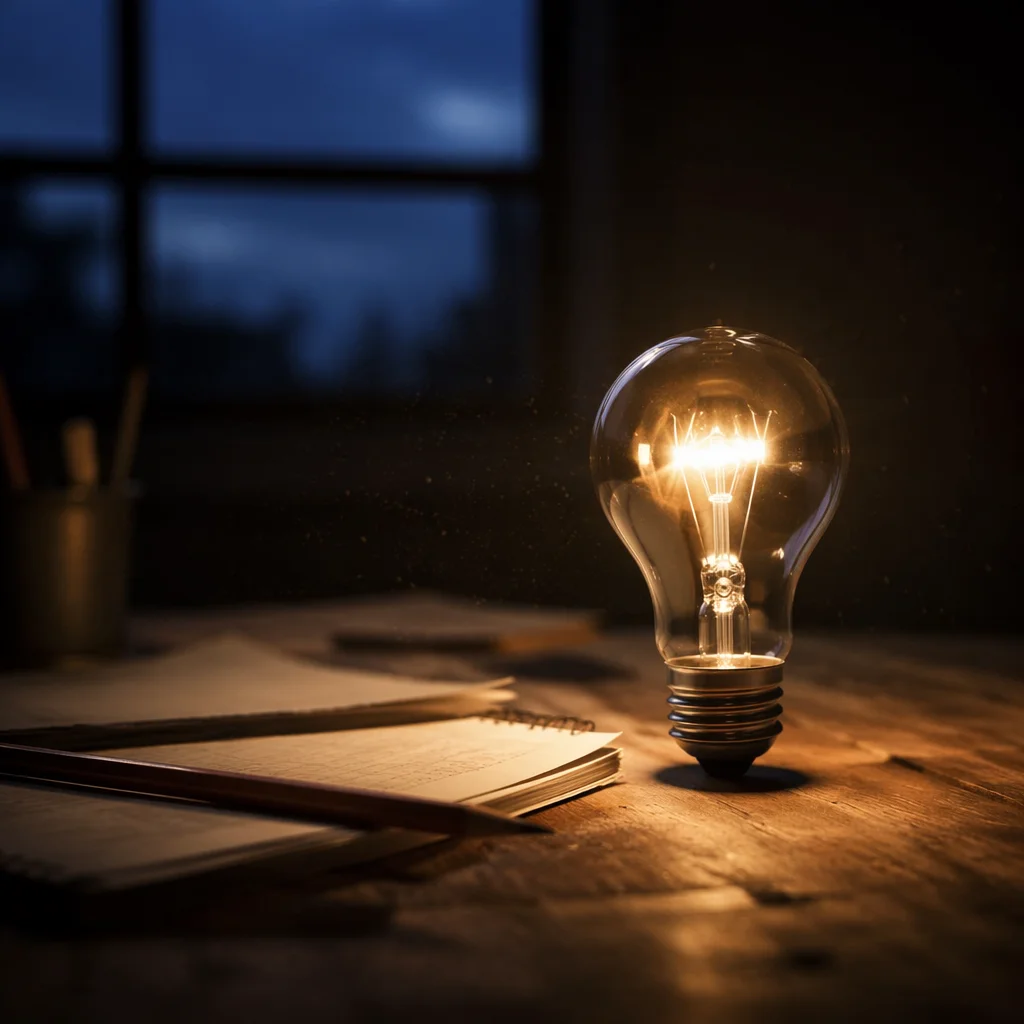 Warm Light Bulb Idea at Predawn