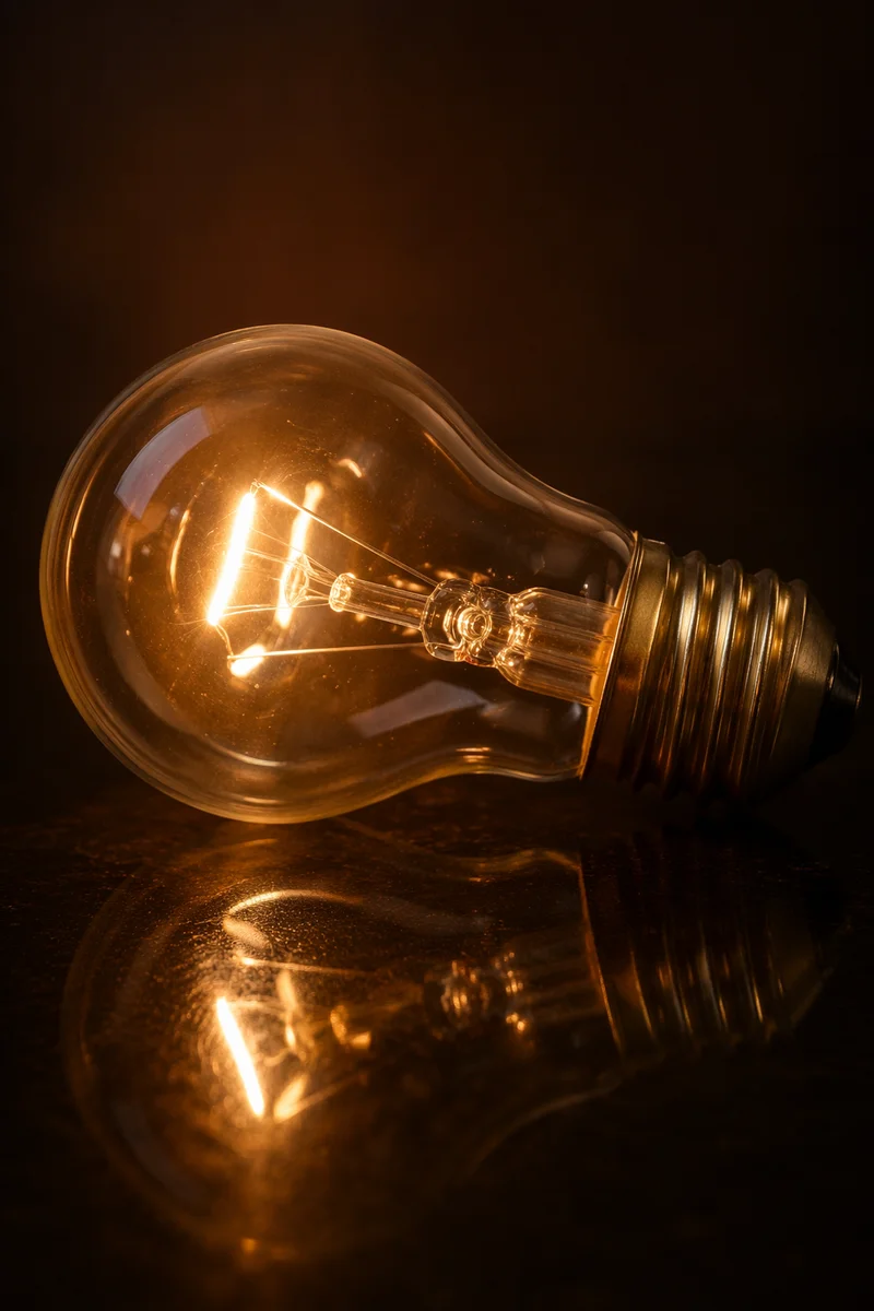 Glowing Vintage Light Bulb on Black