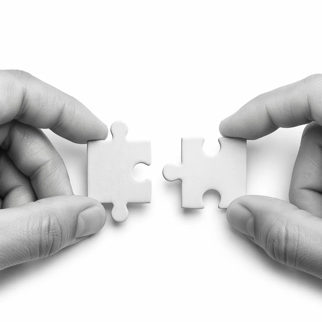 White Puzzle Pieces Teamwork Connection