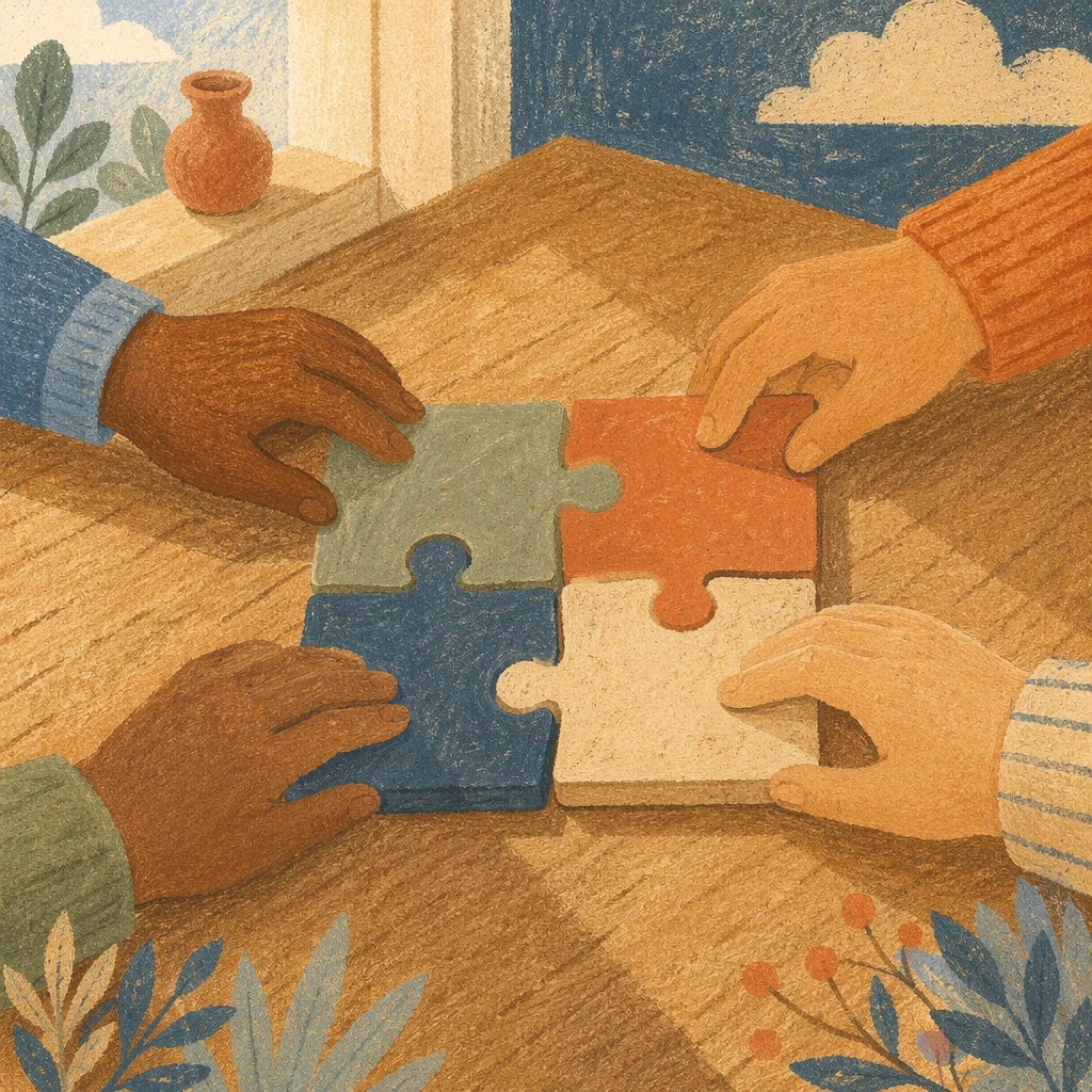 Hands Joining Puzzle Pieces in Harmony