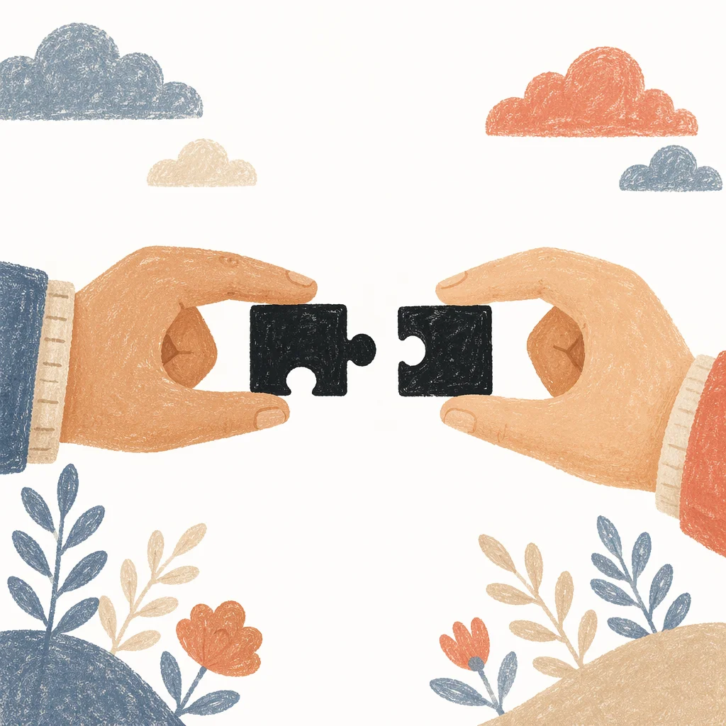 Hands Connecting Puzzle Pieces for Teamwork