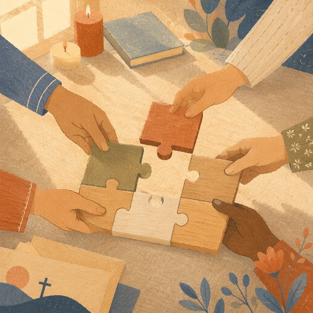 Wooden Puzzle Hands Symbolizing Faithful Teamwork