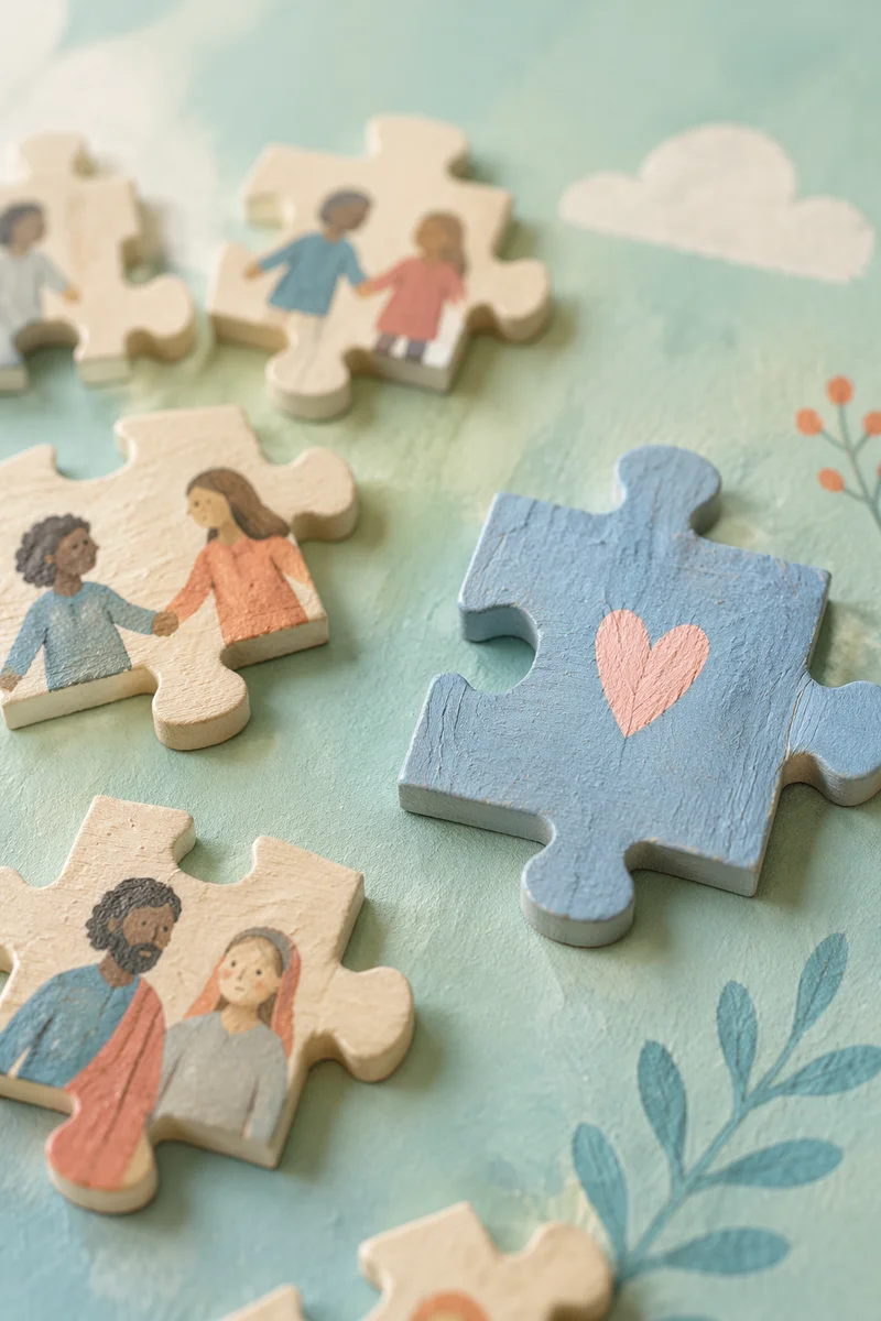 Pastel Puzzle Pieces Symbolizing Teamwork