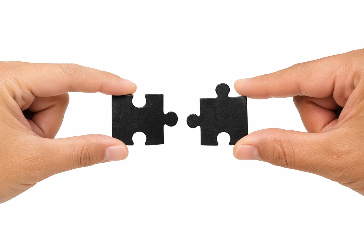 Hands Connecting Puzzle Pieces for Teamwork
