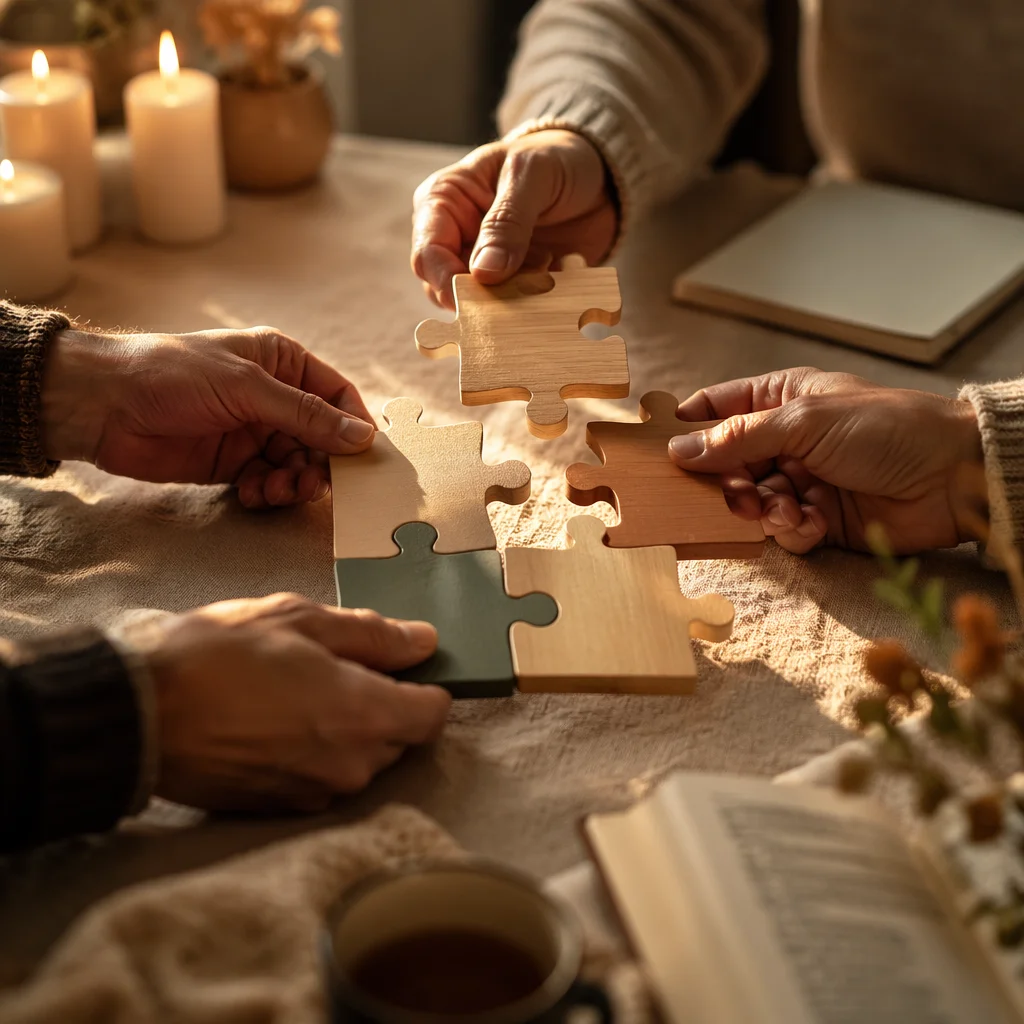 Wooden Puzzle Pieces for Faithful Teamwork