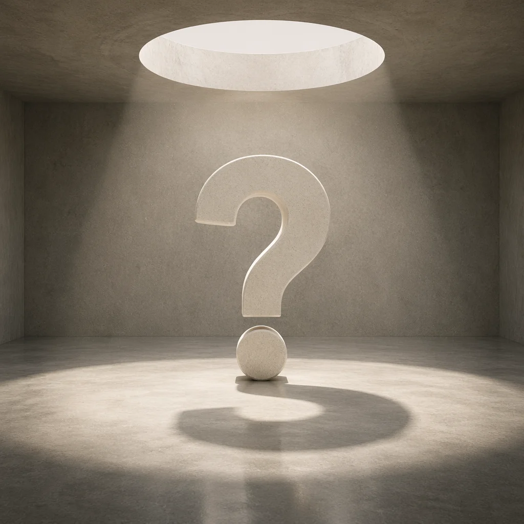 Large White Question Mark in Light
