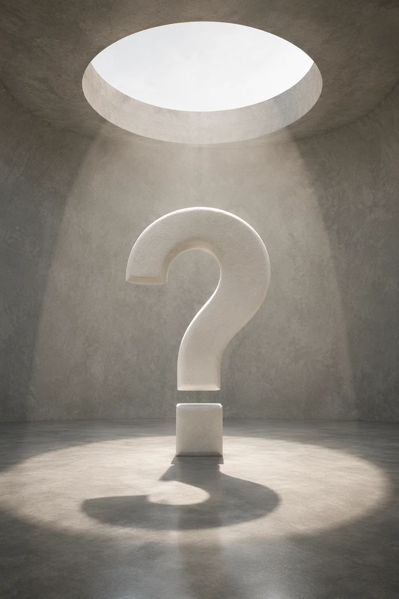 Large Question Mark in Minimal Studio