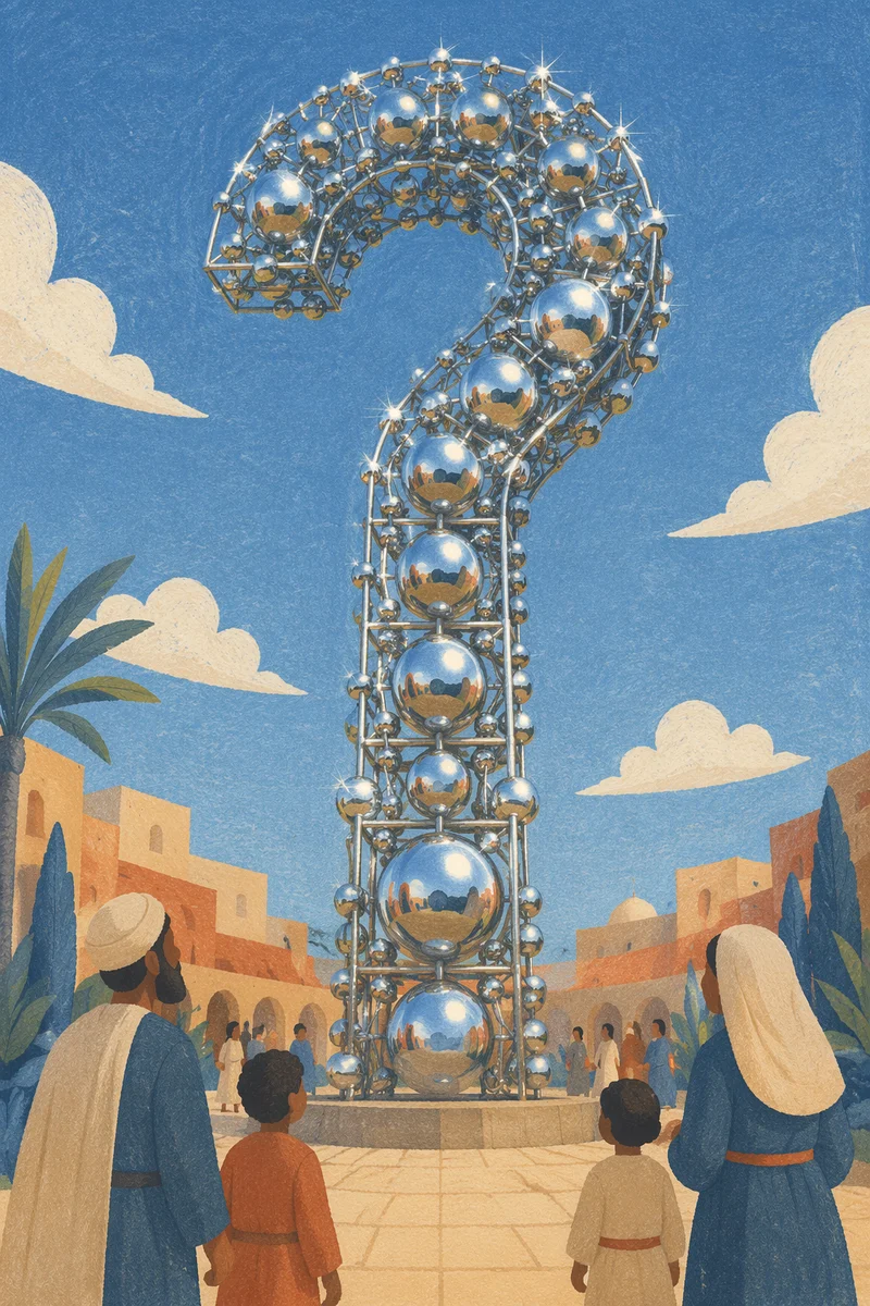 Monumental Chrome Question Mark Sculpture