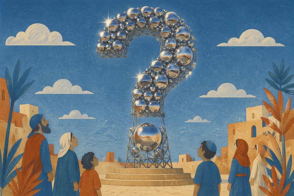 Monumental Chrome Question Mark Sculpture