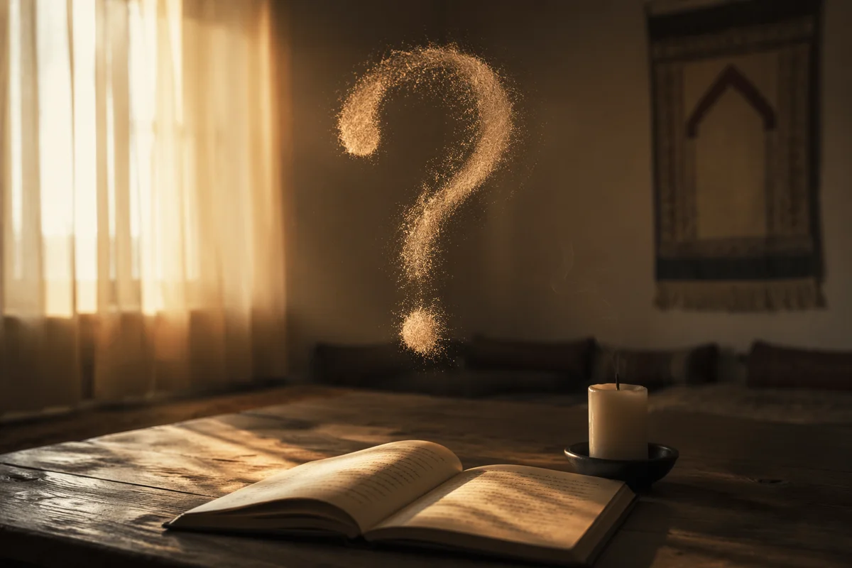 Question Mark Above Prayer Notebook