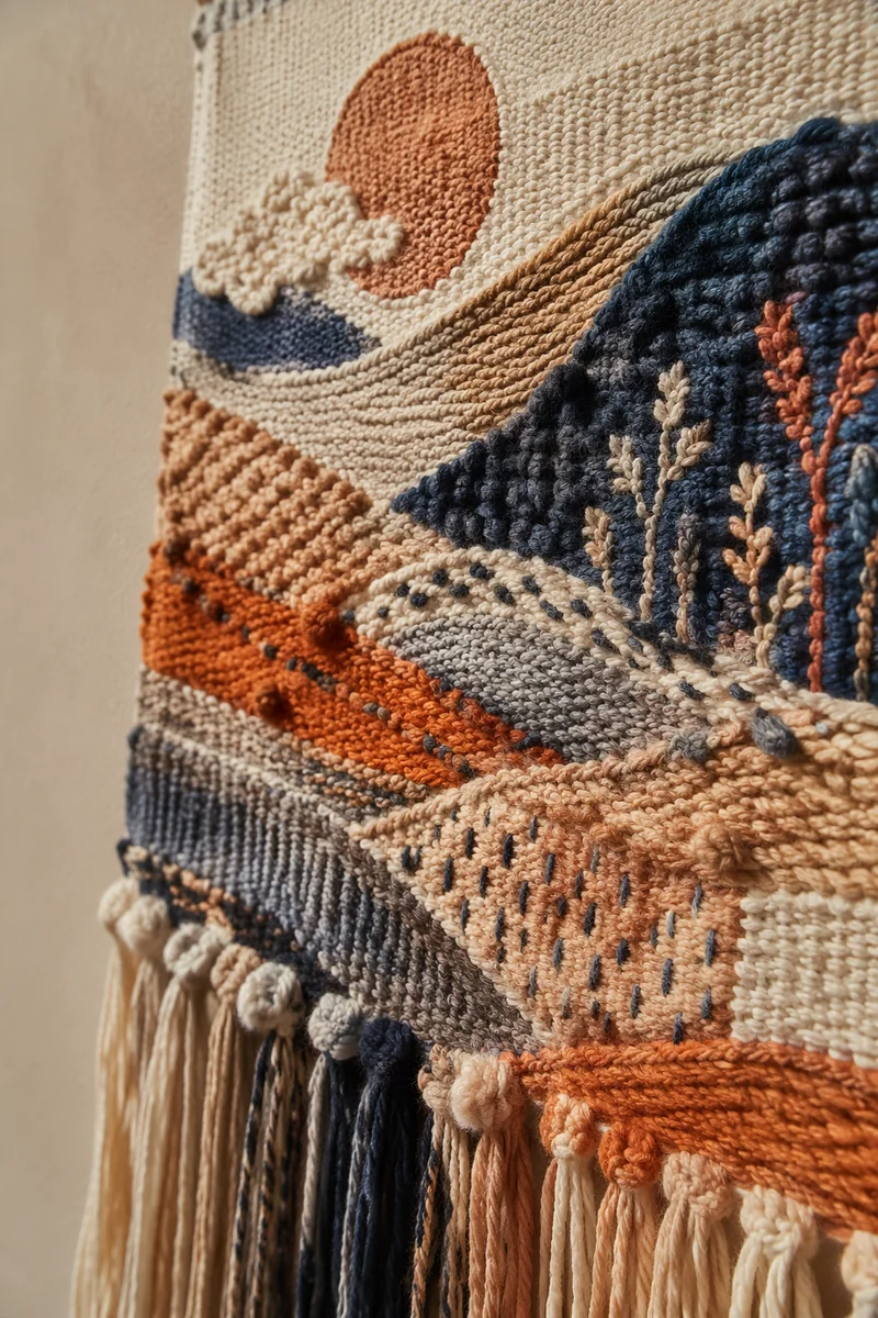 Abstract Woven Tapestry Texture in Soft Light