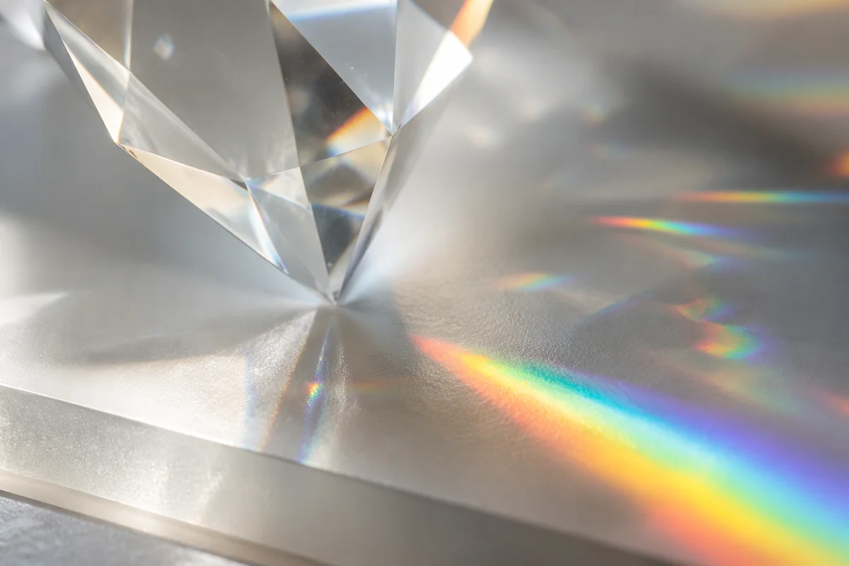 Crystal Prism Rainbow Reflection Close Up