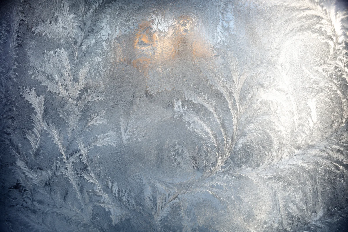 Abstract Frost Crystal Patterns on Glass