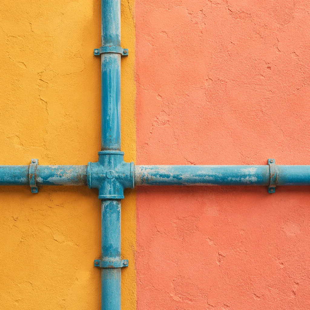 Minimal Pastel Geometric Wall With Blue Pipe
