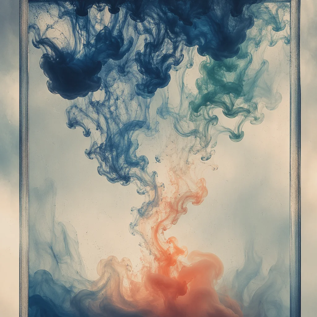 Indigo and Coral Ink Swirls