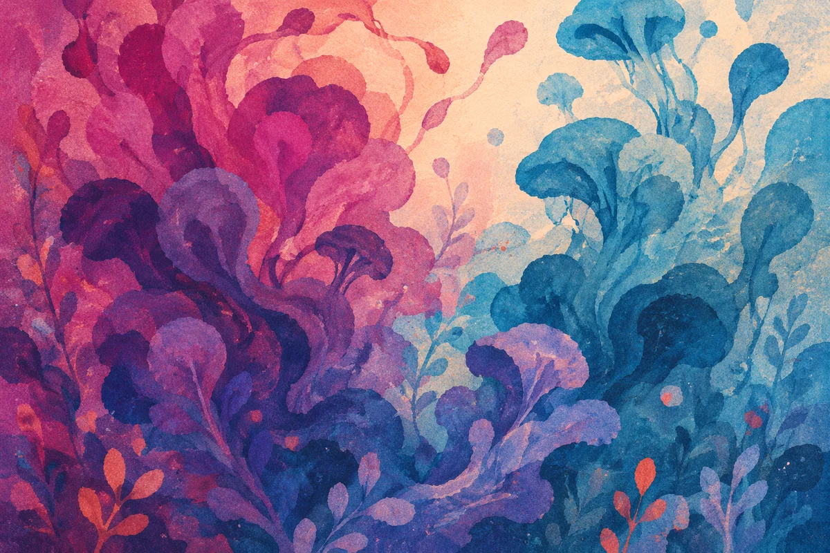 Swirling Magenta and Teal Ink Clouds